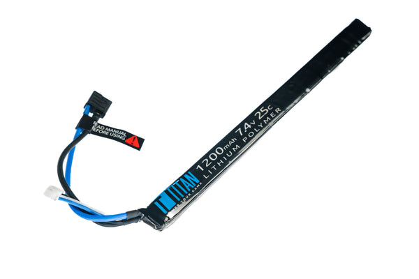 Titan LiPo 1200mAh 7.4v 25C AK Style Stick T-Plug (Deans)